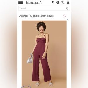 Francesca’s Astrid Ruched Jumpsuit